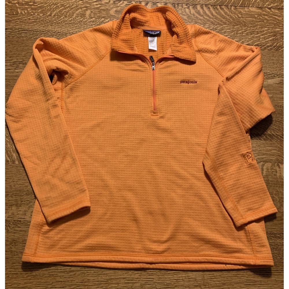 Patagonia‎ Women's R1 Regulator L Polartec Waffle orange 1/4 Zip Pullover